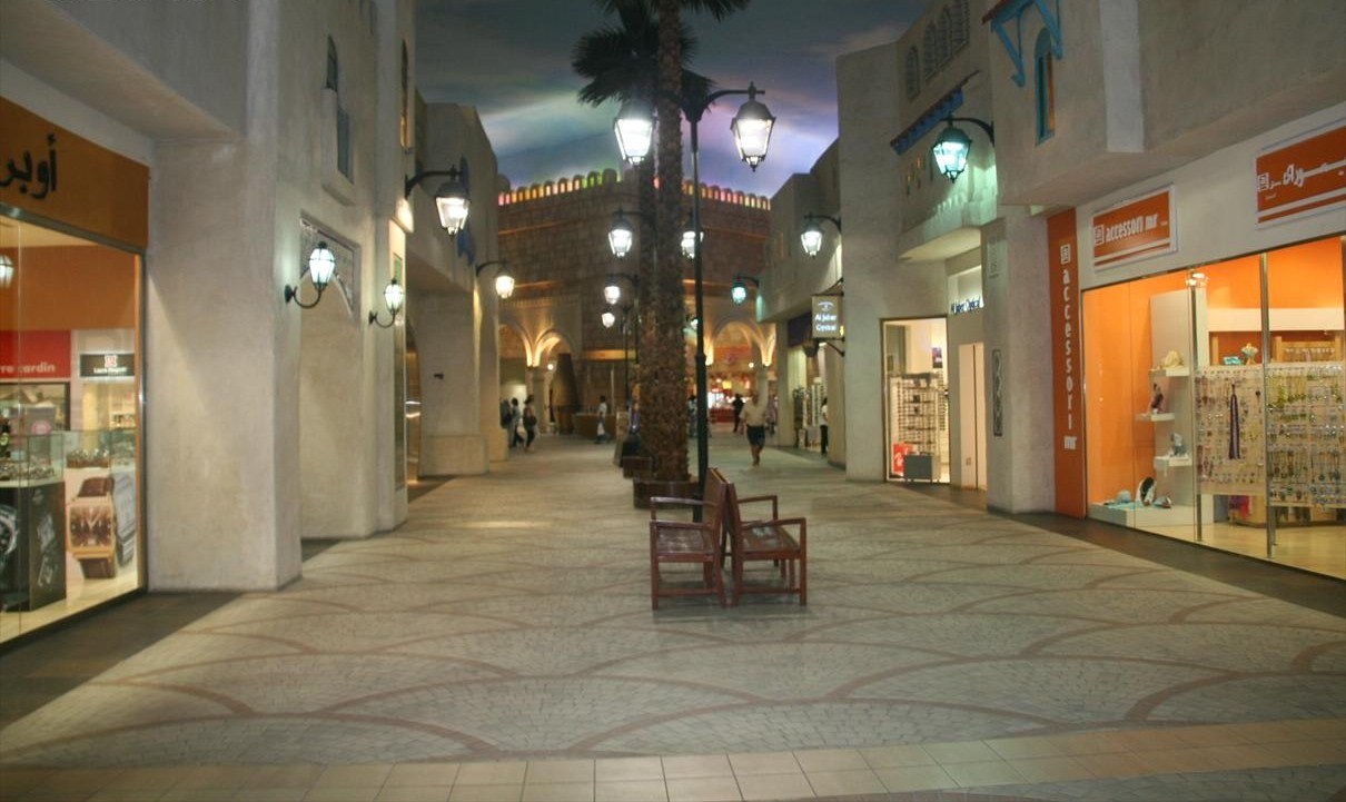 Themed indoor shopping walkway at Ibn Battuta Mall